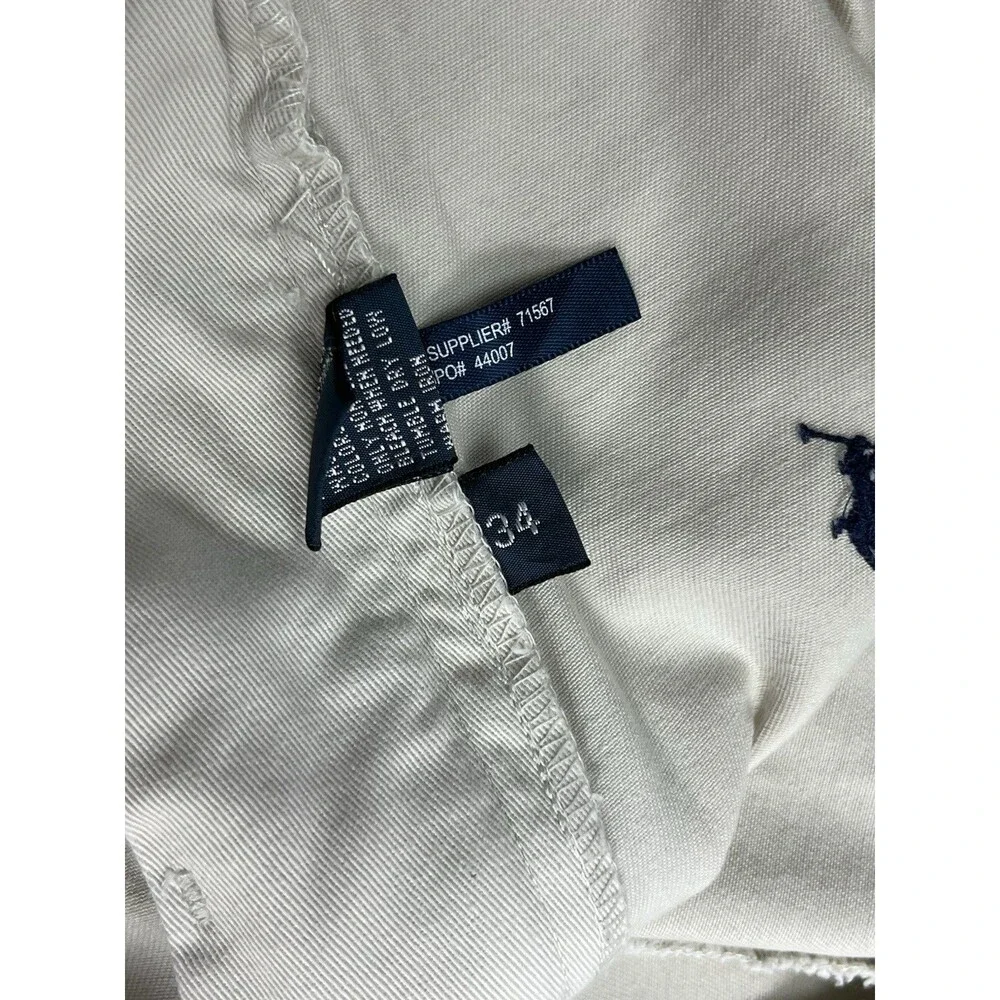 VTG Ralph Lauren Prospect Short Men White Sz 34 All Over Blue Pony Logo Print